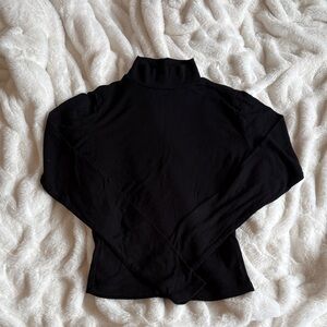 Garage Ribbed Black Knit Top